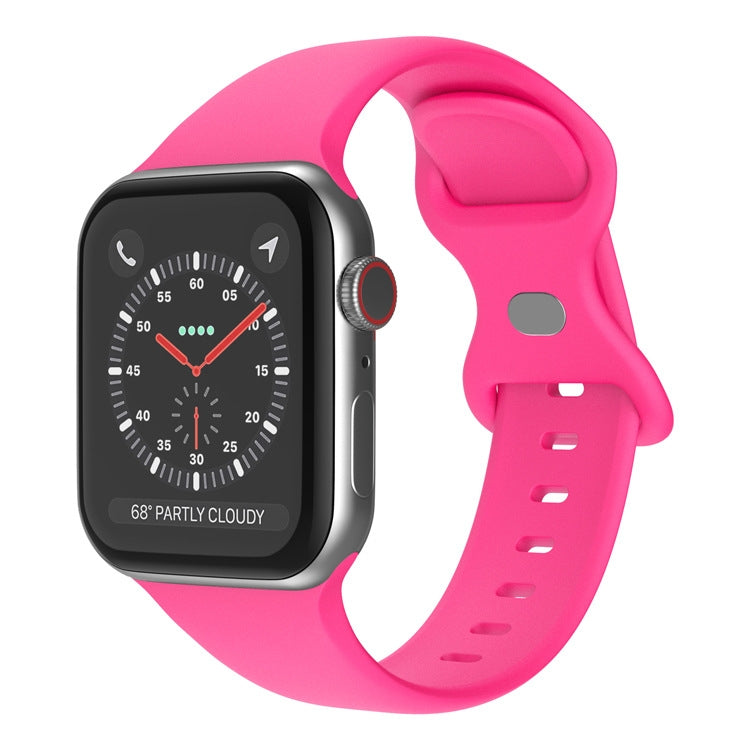 Butterfly Buckle Silicone Watch Band, Size: L For Apple Watch Ultra 49mm&Watch Ultra 2 49mm / Series 9&8&7 45mm / SE 3&SE 2&6&SE&5&4 44mm / 3&2&1 42mm(Barbie Pink) - Watch Bands by buy2fix | Online Shopping UK | buy2fix