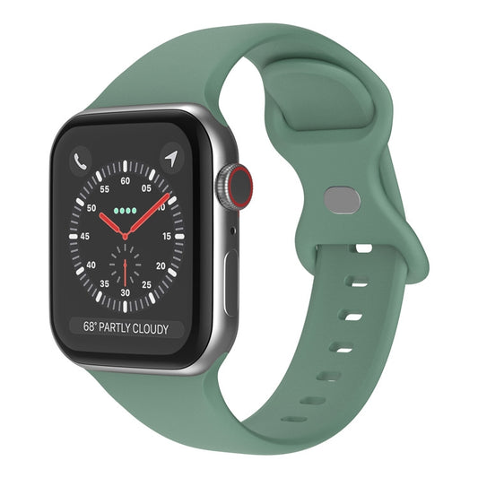 Butterfly Buckle Silicone Watch Band, Size: L For Apple Watch Ultra 49mm&Watch Ultra 2 49mm / Series 9&8&7 45mm / SE 3&SE 2&6&SE&5&4 44mm / 3&2&1 42mm(Pine Needle Green) - Watch Bands by buy2fix | Online Shopping UK | buy2fix