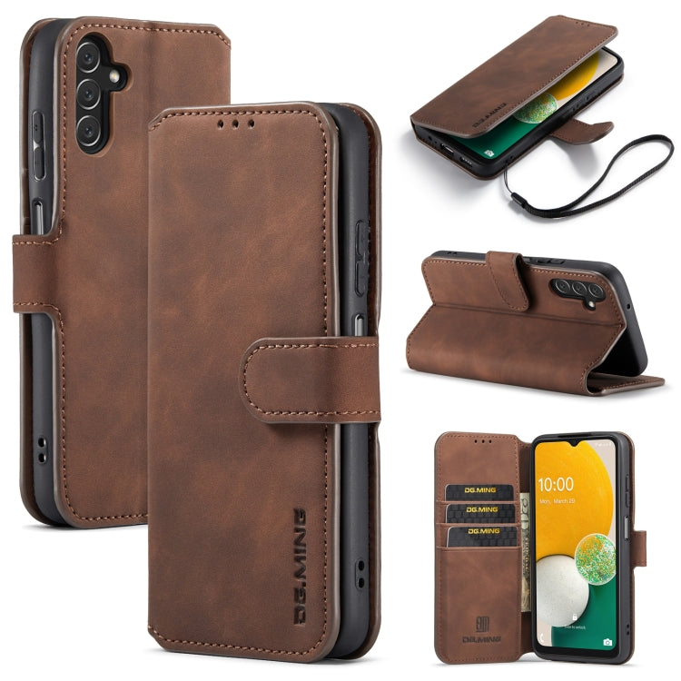 For Samsung Galaxy A13 5G DG.MING Retro Oil Edge Flip Leather Phone Case(Coffee) - Galaxy Phone Cases by DG.MING | Online Shopping UK | buy2fix