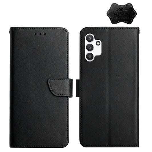 For Samsung Galaxy A13 Genuine Leather Fingerprint-proof Horizontal Flip Phone Case(Black) - Galaxy Phone Cases by buy2fix | Online Shopping UK | buy2fix