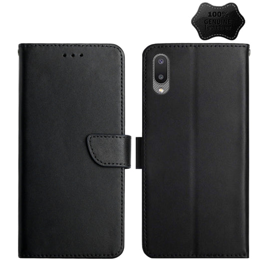 For Samsung Galaxy A02 Genuine Leather Fingerprint-proof Horizontal Flip Phone Case(Black) - Galaxy Phone Cases by buy2fix | Online Shopping UK | buy2fix