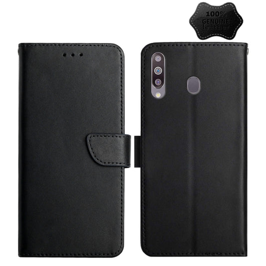 For Samsung Galaxy A20s Genuine Leather Fingerprint-proof Horizontal Flip Phone Case(Black) - Galaxy Phone Cases by buy2fix | Online Shopping UK | buy2fix