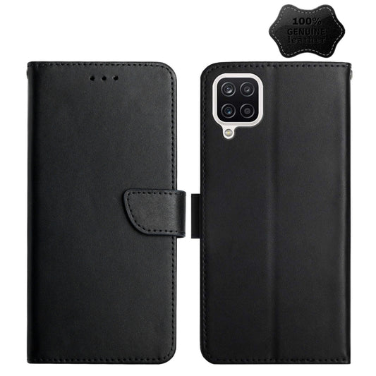 For Samsung Galaxy A22 Genuine Leather Fingerprint-proof Horizontal Flip Phone Case(Black) - Galaxy Phone Cases by buy2fix | Online Shopping UK | buy2fix