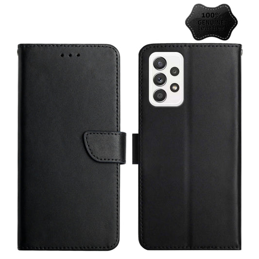 For Samsung Galaxy A32 Genuine Leather Fingerprint-proof Horizontal Flip Phone Case(Black) - Galaxy Phone Cases by buy2fix | Online Shopping UK | buy2fix