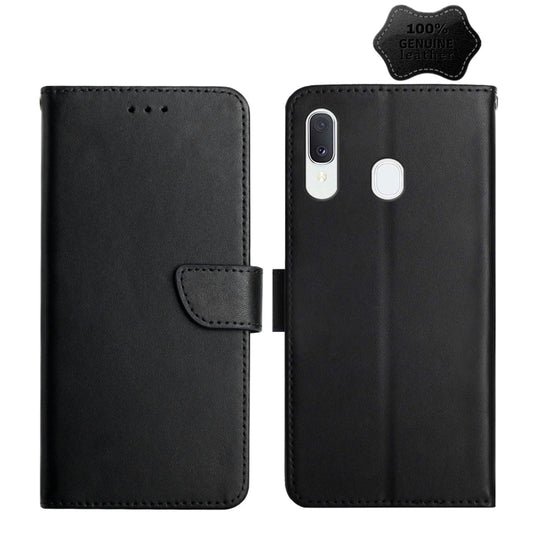 For Samsung Galaxy A40 Genuine Leather Fingerprint-proof Horizontal Flip Phone Case(Black) - Galaxy Phone Cases by buy2fix | Online Shopping UK | buy2fix