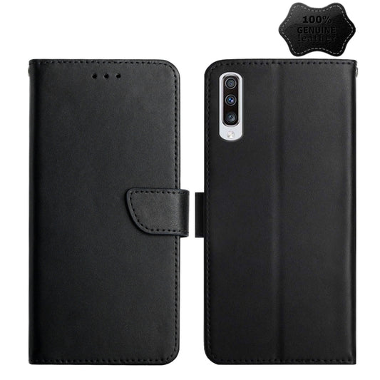 For Samsung Galaxy A50 Genuine Leather Fingerprint-proof Horizontal Flip Phone Case(Black) - Galaxy Phone Cases by buy2fix | Online Shopping UK | buy2fix