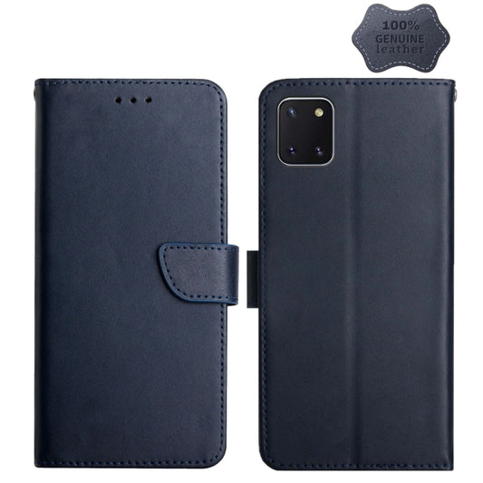 For Samsung Galaxy A81 Genuine Leather Fingerprint-proof Horizontal Flip Phone Case(Blue) - Galaxy Phone Cases by buy2fix | Online Shopping UK | buy2fix