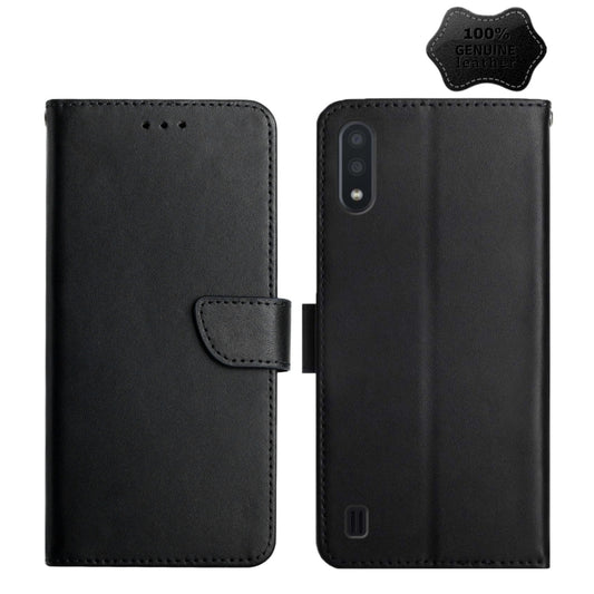 For Samsung Galaxy M10 / A10 Genuine Leather Fingerprint-proof Horizontal Flip Phone Case(Black) - Galaxy Phone Cases by buy2fix | Online Shopping UK | buy2fix