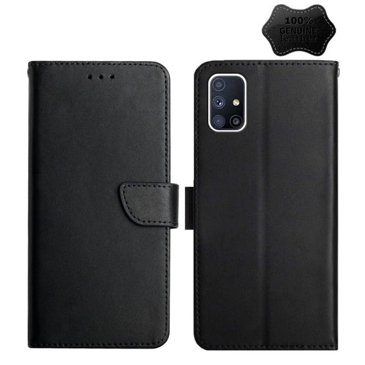 For Samsung Galaxy M51 Genuine Leather Fingerprint-proof Horizontal Flip Phone Case(Black) - Galaxy Phone Cases by buy2fix | Online Shopping UK | buy2fix