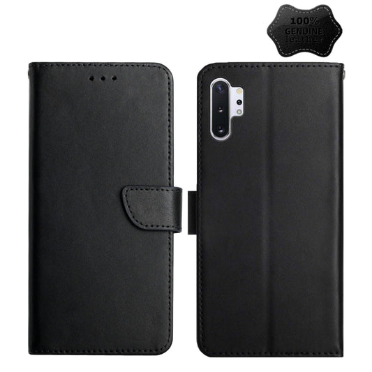 For Samsung Galaxy Note10+ Genuine Leather Fingerprint-proof Horizontal Flip Phone Case(Black) - Galaxy Phone Cases by buy2fix | Online Shopping UK | buy2fix