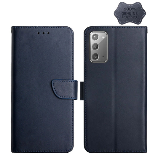 For Samsung Galaxy Note20 Genuine Leather Fingerprint-proof Horizontal Flip Phone Case(Blue) - Galaxy Note20 Cases by buy2fix | Online Shopping UK | buy2fix