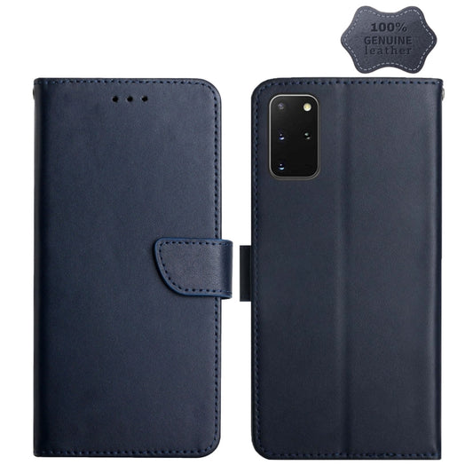 For Samsung Galaxy S20+ Genuine Leather Fingerprint-proof Horizontal Flip Phone Case(Blue) - Galaxy Phone Cases by buy2fix | Online Shopping UK | buy2fix