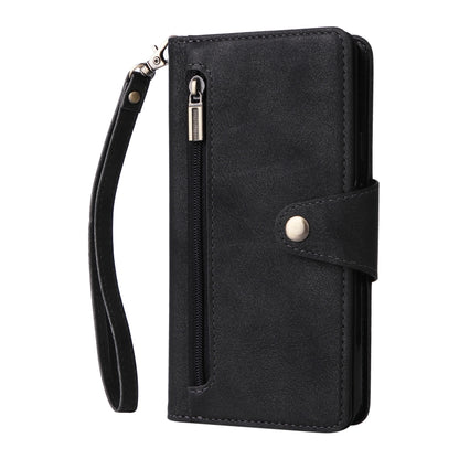 For Google Pixel 3A Rivet Buckle 9 Cards Three Fold Leather Phone Case(Black) - Google Cases by buy2fix | Online Shopping UK | buy2fix