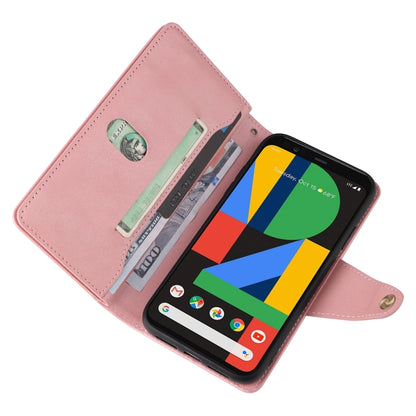 For Google Pixel 4 XL Rivet Buckle 9 Cards Three Fold Leather Phone Case(Rose Gold) - Google Cases by buy2fix | Online Shopping UK | buy2fix