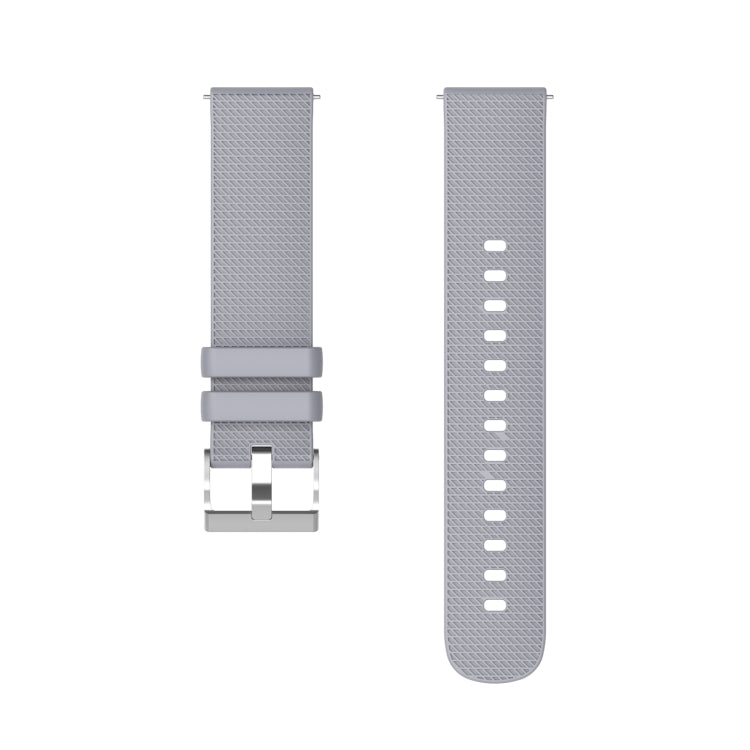 20mm Pockmarked Silver Buckle Silicone Watch Band for Huawei Watch / Samsung Galaxy Watch(Grey) - Watch Bands by buy2fix | Online Shopping UK | buy2fix