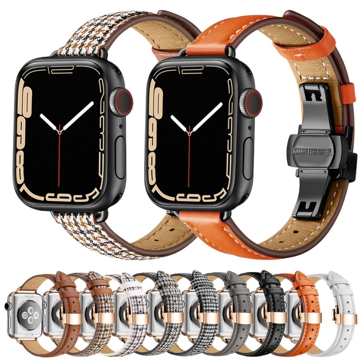 Slimming Butterfly Buckle Watch Band For Apple Watch Series 9&8&7 41mm / SE 3&SE 2&6&SE&5&4 40mm / 3&2&1 38mm(Orange Black) - Watch Bands by buy2fix | Online Shopping UK | buy2fix