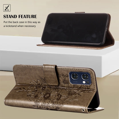 For OPPO Reno7 5G Global/Find X5 Lite Embossed Butterfly Leather Phone Case(Grey) - OPPO Cases by buy2fix | Online Shopping UK | buy2fix