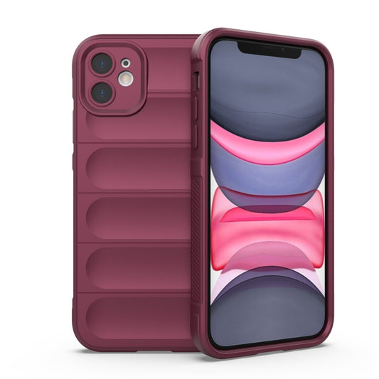 For iPhone 11 Magic Shield TPU + Flannel Phone Case (Wine Red) - iPhone 11 Cases by buy2fix | Online Shopping UK | buy2fix