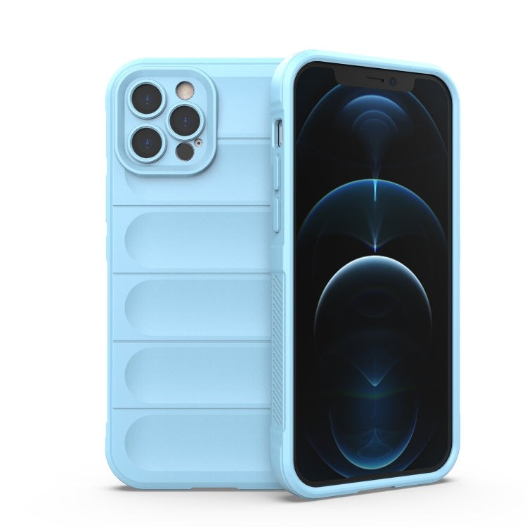 For iPhone 12 Pro Magic Shield TPU + Flannel Phone Case(Light Blue) - iPhone 12 / 12 Pro Cases by buy2fix | Online Shopping UK | buy2fix