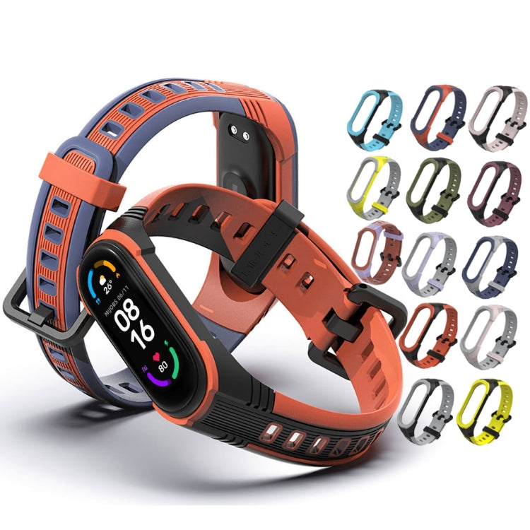 For Xiaomi Mi Band 5 / 6 / 7 Mijobs Two-color Silicone Watch Band(Orange+Blue) - Watch Bands by MIJOBS | Online Shopping UK | buy2fix