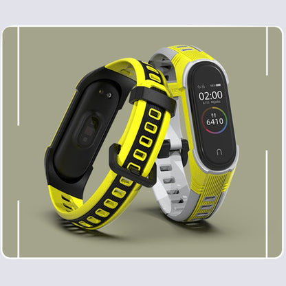 For Xiaomi Mi Band 5 / 6 / 7 Mijobs Two-color Silicone Watch Band(Yellow+Grey) - Watch Bands by MIJOBS | Online Shopping UK | buy2fix