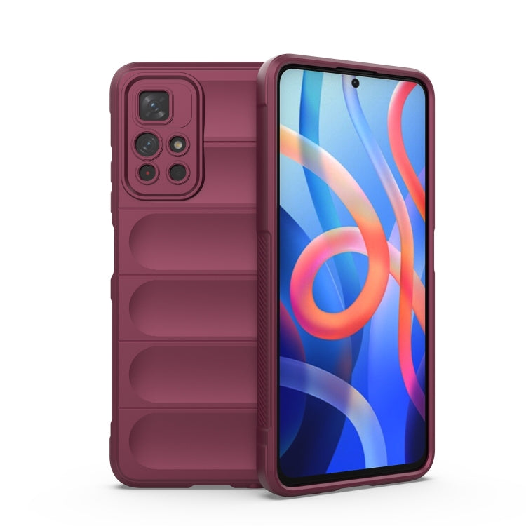 For Xiaomi Redmi Note 11 5G Chinese Version Magic Shield TPU + Flannel Phone Case(Wine Red) - Xiaomi Cases by buy2fix | Online Shopping UK | buy2fix