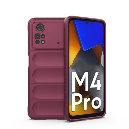 For Xiaomi Poco M4 Pro 4G Magic Shield TPU + Flannel Phone Case(Wine Red) - Xiaomi Cases by buy2fix | Online Shopping UK | buy2fix