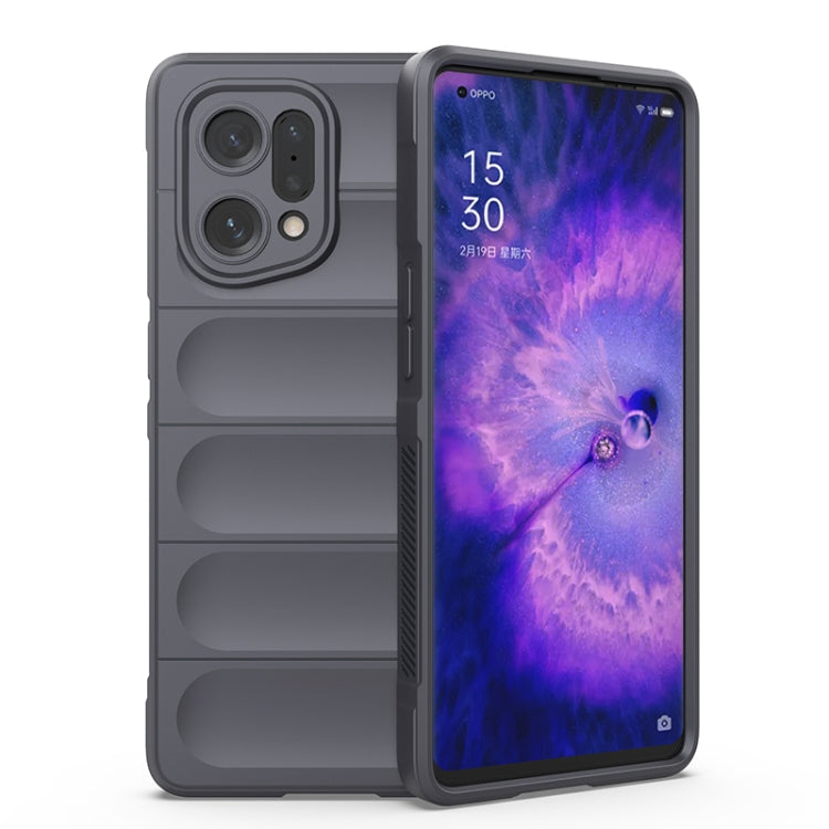 For OPPO Find X5 Magic Shield TPU + Flannel Phone Case(Dark Grey) - OPPO Cases by buy2fix | Online Shopping UK | buy2fix