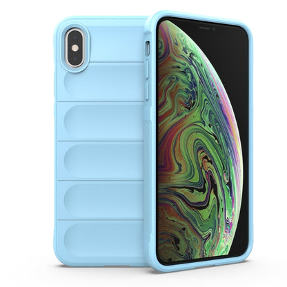 For iPhone XS Max Magic Shield TPU + Flannel Phone Case(Light Blue) - More iPhone Cases by buy2fix | Online Shopping UK | buy2fix