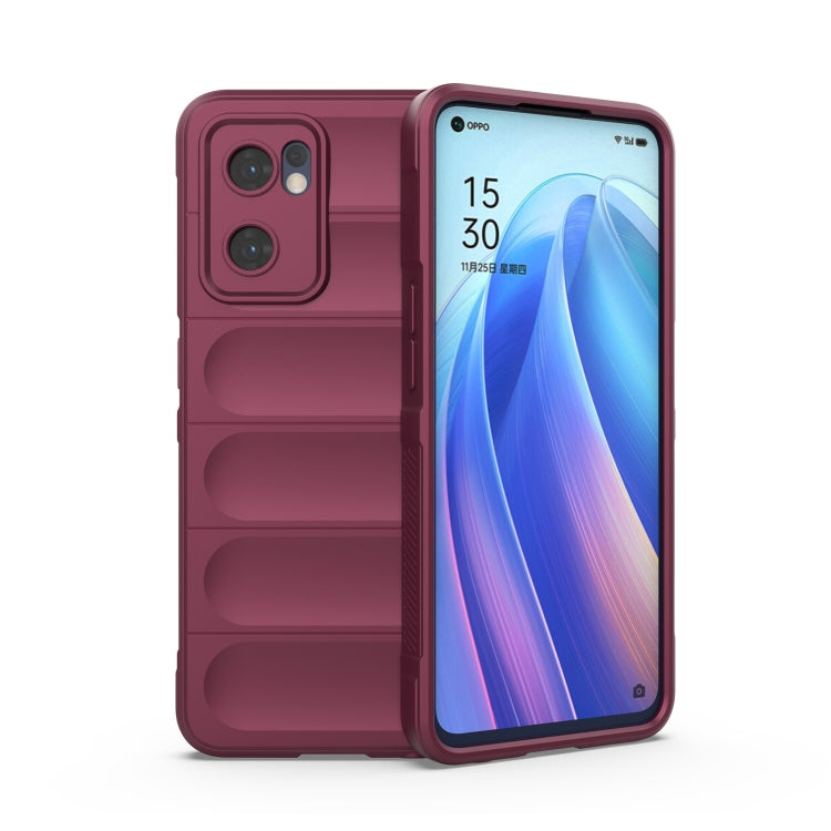 For OPPO Reno7 5G Global / Find X5 Lite Magic Shield TPU + Flannel Phone Case(Wine Red) - OPPO Cases by buy2fix | Online Shopping UK | buy2fix