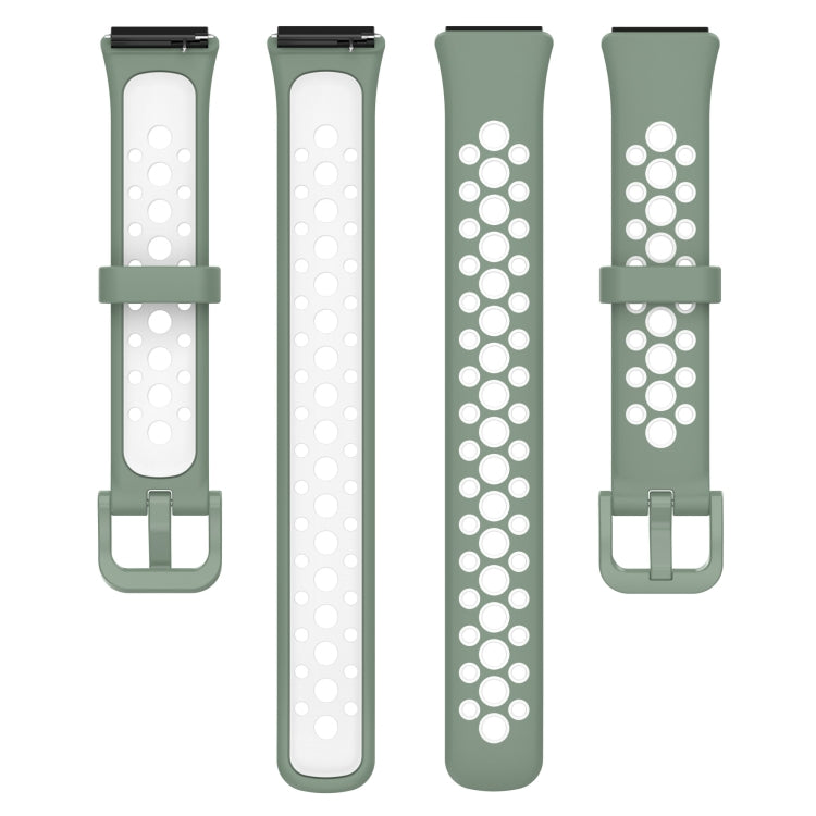 For Huawei Band 7 / 7 NFC Two-color Breathable Silicone Watch Band(Light Green+White) - Watch Bands by buy2fix | Online Shopping UK | buy2fix