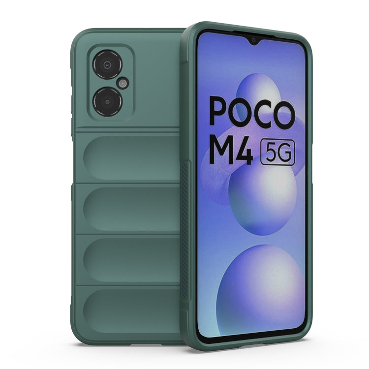 For Xiaomi Poco M4 5G Magic Shield TPU + Flannel Phone Case(Dark Green) - Xiaomi Cases by buy2fix | Online Shopping UK | buy2fix