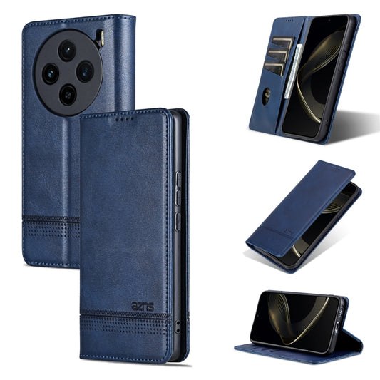 For vivo X100 AZNS Magnetic Calf Texture Leather Phone Case(Dark Blu) - X100 Cases by AZNS | Online Shopping UK | buy2fix