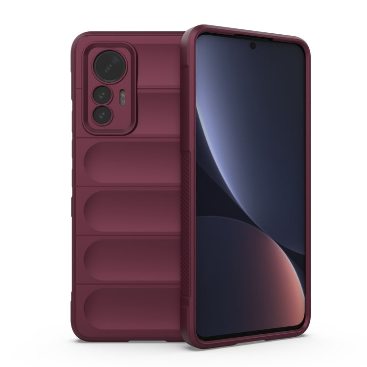 For Xiaomi 12 Lite Magic Shield TPU + Flannel Phone Case(Wine Red) - Xiaomi Cases by buy2fix | Online Shopping UK | buy2fix