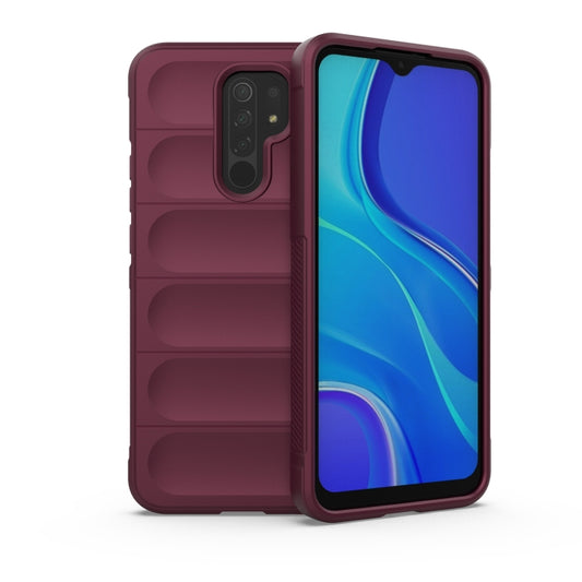 For Xiaomi Redmi 9 Magic Shield TPU + Flannel Phone Case(Wine Red) - Xiaomi Cases by buy2fix | Online Shopping UK | buy2fix