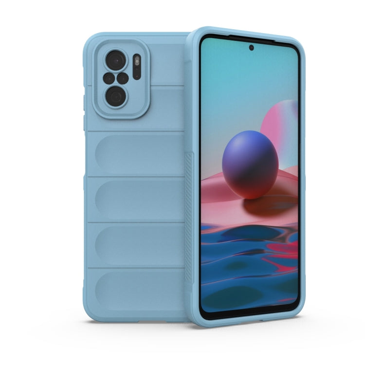 For Xiaomi Redmi Note 10 4G Magic Shield TPU + Flannel Phone Case(Sky Blue) - Xiaomi Cases by buy2fix | Online Shopping UK | buy2fix