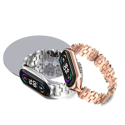 For Xiaomi Mi Band 5 / 6 MIJOBS Bone Chain Double Hole Metal Watch Band(Rose Gold) - Watch Bands by MIJOBS | Online Shopping UK | buy2fix