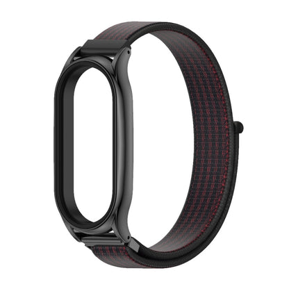 For Xiaomi Mi Band 7 / 7 NFC MIJOBS Plus Stainless Steel Case Nylon Watch Band(Black Red) - Watch Bands by MIJOBS | Online Shopping UK | buy2fix