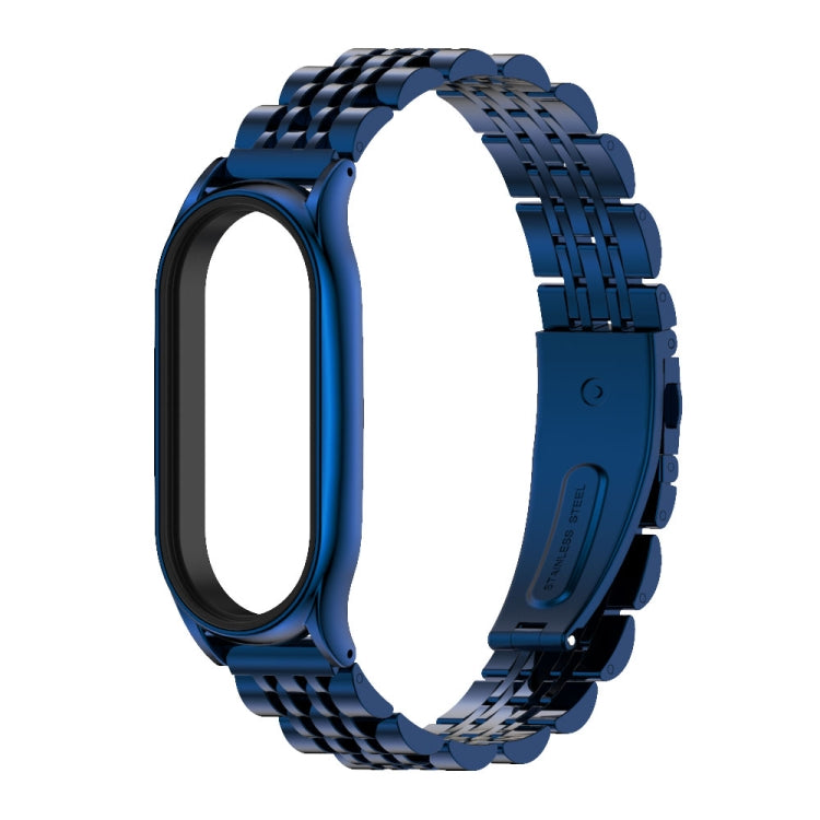 For Xiaomi Mi Band 7 / 7 NFC MIJOBS Plus Seven-bead Metal Stainless Steel Watch Band(Blue) - Watch Bands by MIJOBS | Online Shopping UK | buy2fix