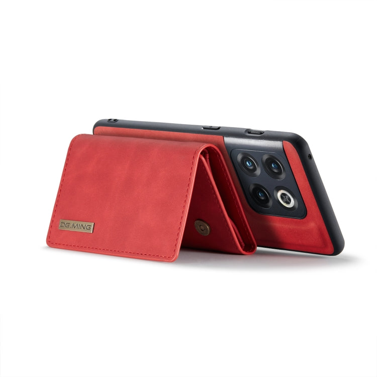 For OnePlus 10 Pro DG.MING M1 Series 3-Fold Multi Card Wallet + Magnetic Phone Case(Red) - OnePlus Cases by DG.MING | Online Shopping UK | buy2fix