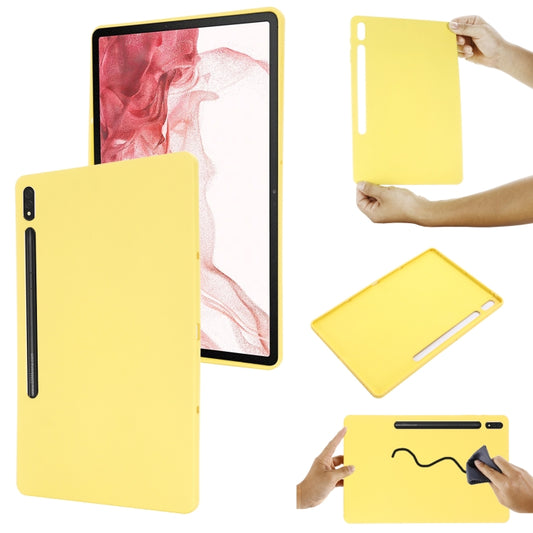 For Samsung Galaxy Tab S8+/Tab S7+/Tab S7 FE Pure Color Liquid Silicone Shockproof Full Coverage Tablet Case(Yellow) - Galaxy Tab S8+ Cases by buy2fix | Online Shopping UK | buy2fix