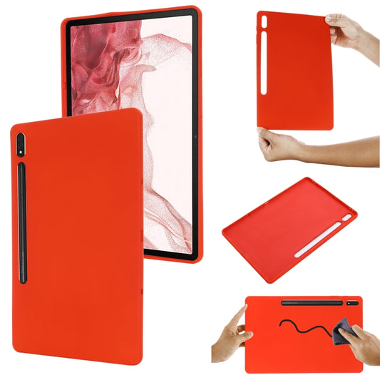 For Samsung Galaxy Tab S8+/Tab S7+/Tab S7 FE Pure Color Liquid Silicone Shockproof Full Coverage Tablet Case(Red) - Galaxy Tab S8+ Cases by buy2fix | Online Shopping UK | buy2fix