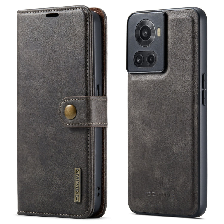 For OnePlus Ace & 10R DG.MING Crazy Horse Texture Detachable Magnetic Leather Phone Case(Grey) - OnePlus Cases by DG.MING | Online Shopping UK | buy2fix