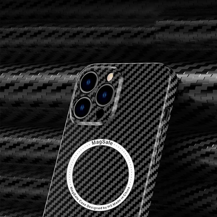 For iPhone 14 Carbon Fiber Texture MagSafe Magnetic Phone Case (Black) - iPhone 14 Cases by buy2fix | Online Shopping UK | buy2fix