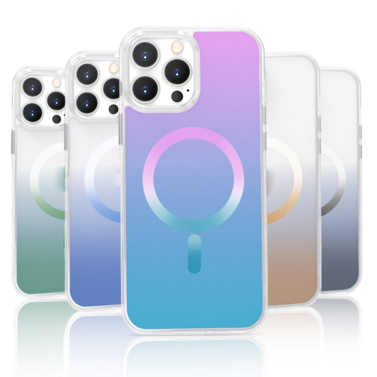 For iPhone 14 Plus Gradient Magsafe Magnetic Phone Case (Pink Blue) - iPhone 14 Plus Cases by buy2fix | Online Shopping UK | buy2fix