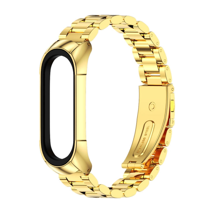 For Xiaomi Mi Band 6 / 6 NFC MIJOBS TF2 Tri-Bead Stainless Steel Watch Band(Gold) - Watch Bands by MIJOBS | Online Shopping UK | buy2fix