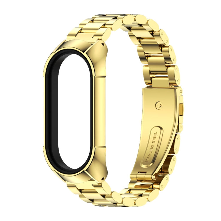 For Xiaomi Mi Band 7 / 7 NFC MIJOBS Stainless Steel Watch Band, Style:TF2 Tri-Bead(Gold) - Watch Bands by MIJOBS | Online Shopping UK | buy2fix