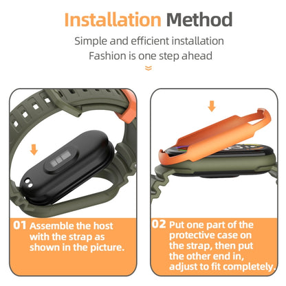 For Xiaomi Mi Band 5 / 6 / 7 MIJOBS GS Unibody Two-color Watch Band(Army Green Orange) - Watch Bands by MIJOBS | Online Shopping UK | buy2fix