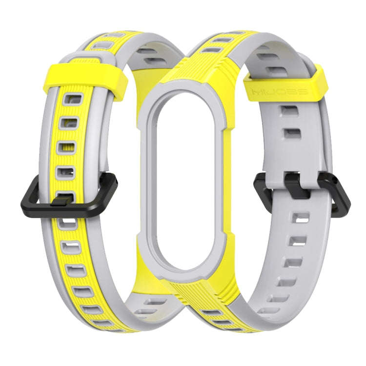 For Xiaomi Mi Band 5 / 6 / 7 MIJOBS Unibody Two-color Silicone Watch Band(Yellow Grey) - Watch Bands by MIJOBS | Online Shopping UK | buy2fix