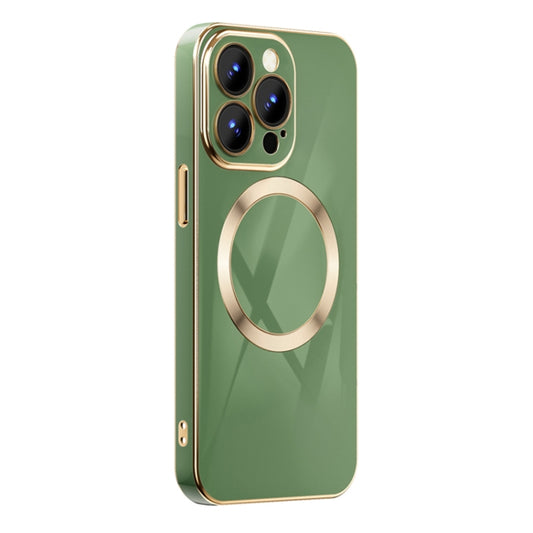 For iPhone 12 Pro 6D Gold Plated Magsafe Magnetic Phone Case(Green) - iPhone 12 / 12 Pro Cases by buy2fix | Online Shopping UK | buy2fix